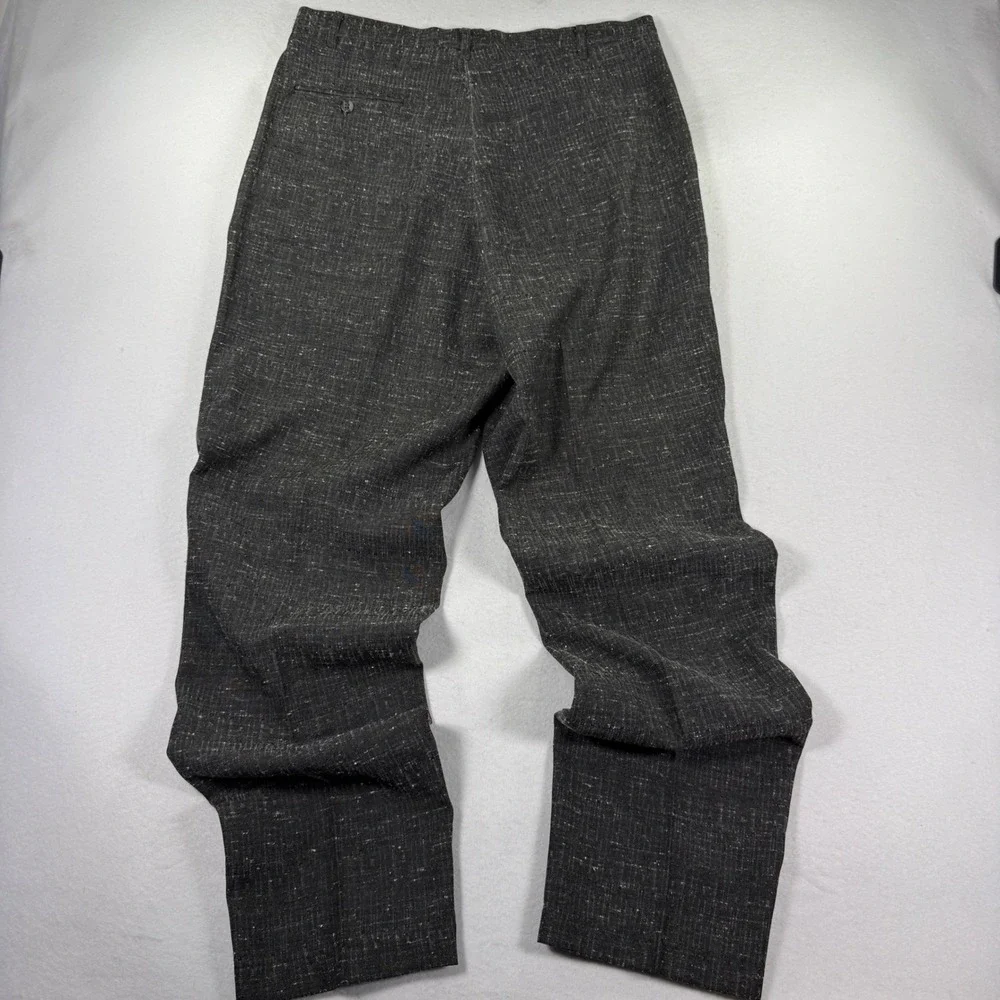 Vintage Cotler 36x34 Pleated High Waisted Trousers Charcoal Grey Slub Taper USA